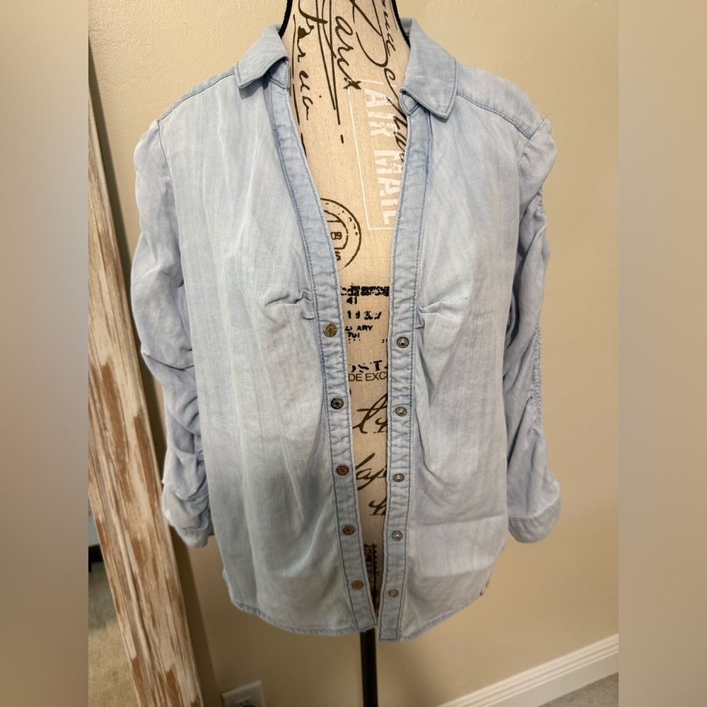 White House Black Market Soft Blue Button-Down Shirt